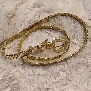 Vintage Whiting & Davis Elegant Gold Metal Dragon Scale Belt